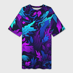 Футболка женская длинная Абстрактный камуфляж в кислотных абстрактных пятна, цвет: 3D-принт