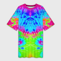 Футболка женская длинная Tie-Dye abstraction, цвет: 3D-принт