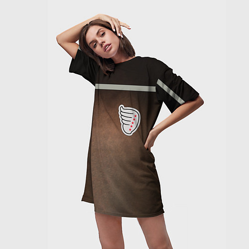 Женская длинная футболка Куртка Турбо из Слово пацана с кленовым листом / 3D-принт – фото 3