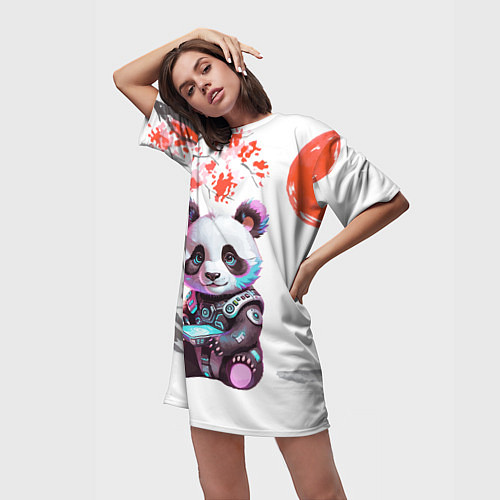 Женская длинная футболка Funny panda - China / 3D-принт – фото 3
