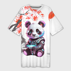 Футболка женская длинная Funny panda - China, цвет: 3D-принт