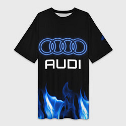 Футболка женская длинная Audi neon art, цвет: 3D-принт