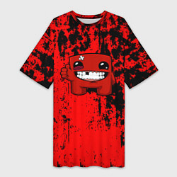 Футболка женская длинная Super Meat Boy краски, цвет: 3D-принт