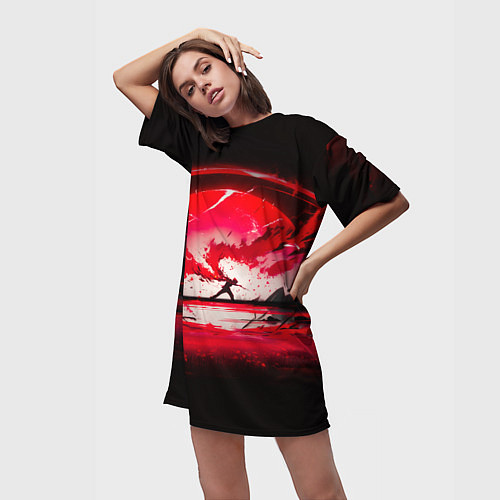 Женская длинная футболка Танец в последних лучах солнца / 3D-принт – фото 3