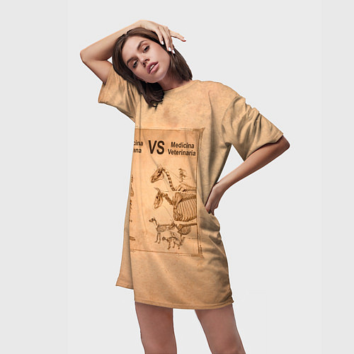 Женская длинная футболка Медицина против ветеринарии / 3D-принт – фото 3