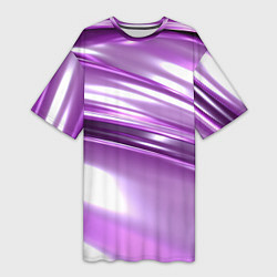 Футболка женская длинная Нежные фиолетовые полосы абстракта, цвет: 3D-принт