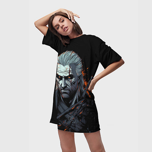 Женская длинная футболка Ведьмак иллюстрация / 3D-принт – фото 3