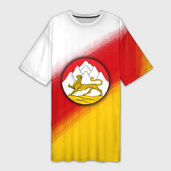 Футболка женская длинная Герб Осетии на фоне, цвет: 3D-принт