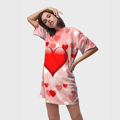 Женская длинная футболка Огромное сердце / 3D-принт – фото 3
