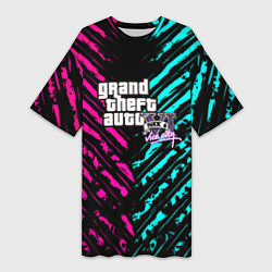 Футболка женская длинная GTA6 vice city game, цвет: 3D-принт