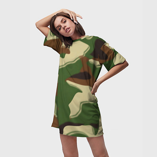 Женская длинная футболка Камуфляжная текстура / 3D-принт – фото 3