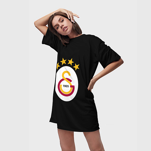 Женская длинная футболка Galatasaray logo fc / 3D-принт – фото 3