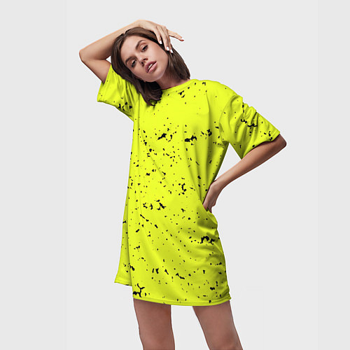 Женская длинная футболка Лимонная текстура / 3D-принт – фото 3