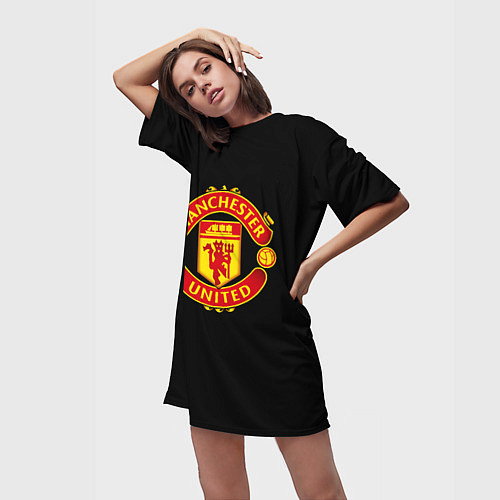 Женская длинная футболка Manchester United fc club / 3D-принт – фото 3