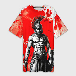 Футболка женская длинная Спартак победитель крупно - красные брызги крови, цвет: 3D-принт