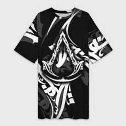 Футболка женская длинная Assassins Creed: Mirage - каллиграфия, цвет: 3D-принт