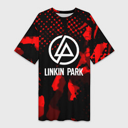 Футболка женская длинная Linkin park краски текстуры, цвет: 3D-принт