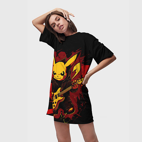 Женская длинная футболка Устрашаюший покемон с гитарой / 3D-принт – фото 3
