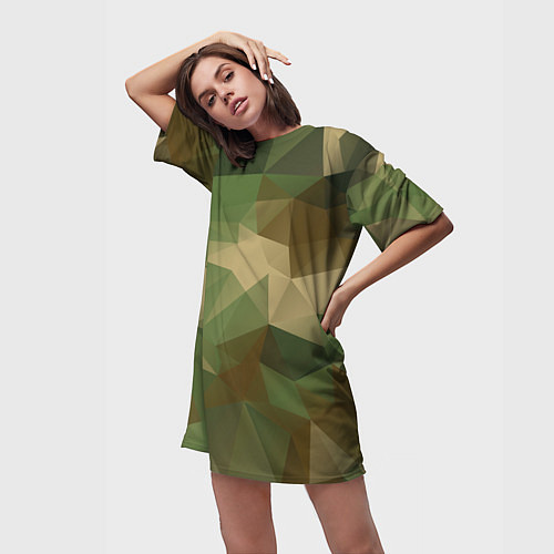 Женская длинная футболка Камуфляжный геометрический паттерн / 3D-принт – фото 3