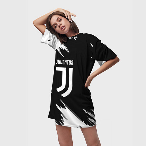 Женская длинная футболка Juventus краски текстура / 3D-принт – фото 3