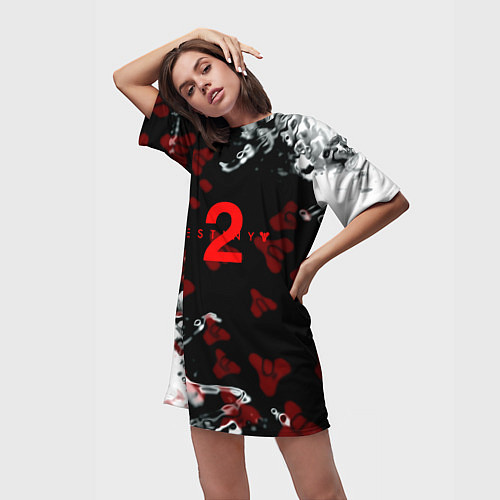 Женская длинная футболка Destiny pattern game / 3D-принт – фото 3