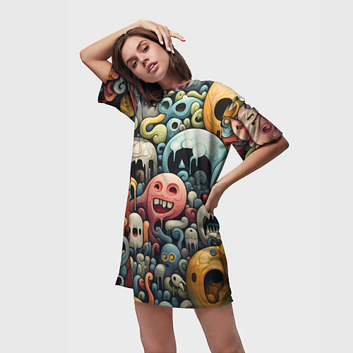 Женская длинная футболка Странная абстракция / 3D-принт – фото 3