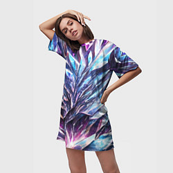 Футболка женская длинная Синий драгоценный камень, цвет: 3D-принт — фото 2