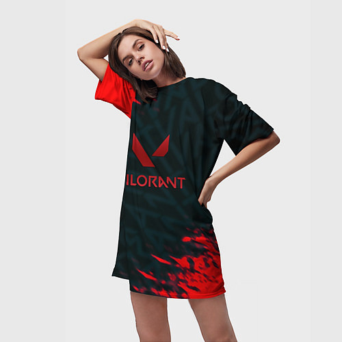 Женская длинная футболка Valorant текстура краски / 3D-принт – фото 3