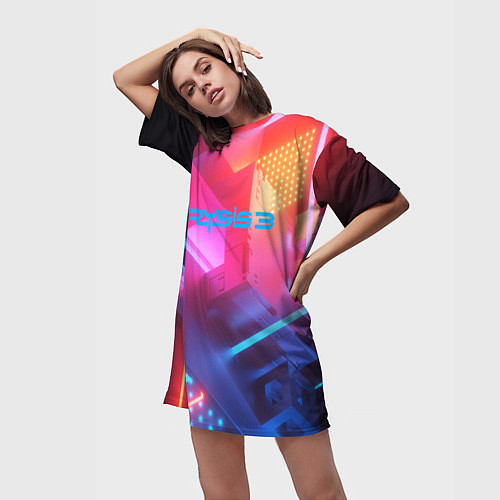 Женская длинная футболка Crysis текстура брони / 3D-принт – фото 3