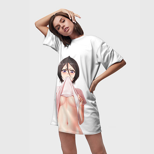 Женская длинная футболка Блич - Кучики Рукия / 3D-принт – фото 3