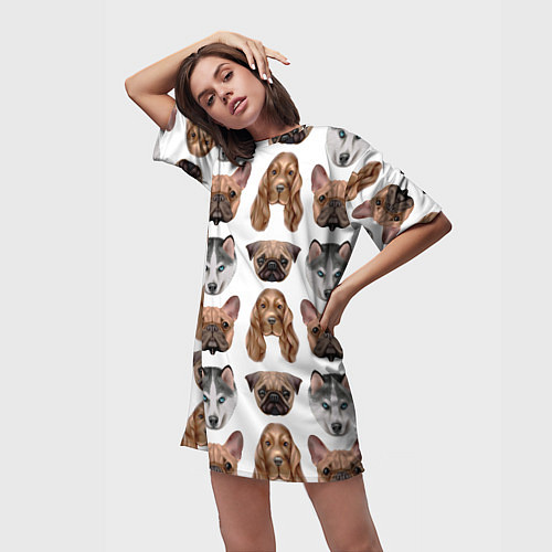 Женская длинная футболка Текстура собак / 3D-принт – фото 3