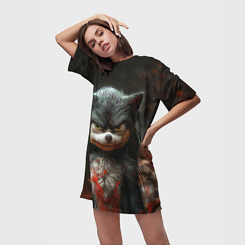 Женская длинная футболка Ёжик Шэдоу / 3D-принт – фото 3