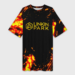 Футболка женская длинная Linkin park огненный стиль, цвет: 3D-принт