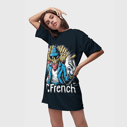 Женская длинная футболка Mr French / 3D-принт – фото 3
