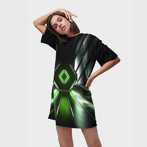 Женская длинная футболка Зеленый луч / 3D-принт – фото 3