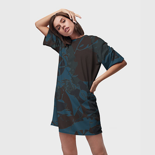Женская длинная футболка Абстрактный камуфляж / 3D-принт – фото 3