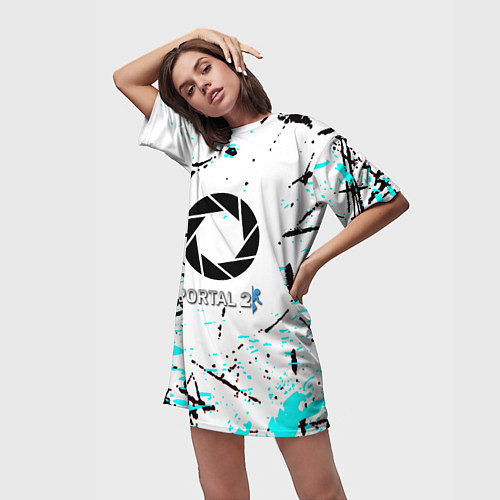 Женская длинная футболка Portal краски / 3D-принт – фото 3