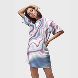 Футболка женская длинная Мраморные разводы, цвет: 3D-принт — фото 2