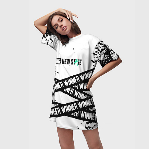 Женская длинная футболка Pubg текстура полосы / 3D-принт – фото 3
