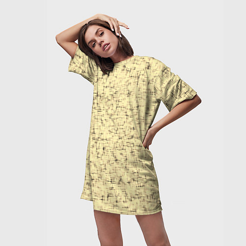 Женская длинная футболка Текстура грубая ткань бледно-жёлтый / 3D-принт – фото 3