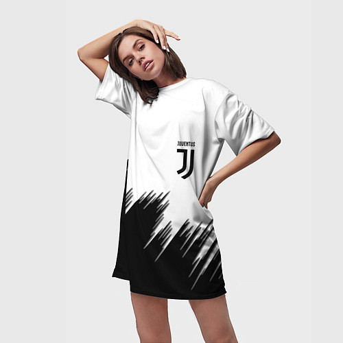 Женская длинная футболка Ювентус краски спорт / 3D-принт – фото 3