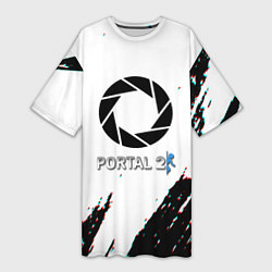 Футболка женская длинная Portal 2 краски валв, цвет: 3D-принт