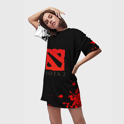 Женская длинная футболка Dota 2 краски текстура / 3D-принт – фото 3