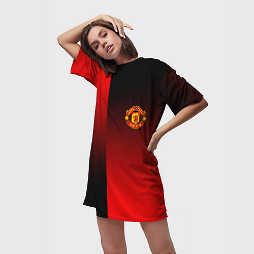 Женская длинная футболка Манчестер Юнайтед градиент спорт / 3D-принт – фото 3