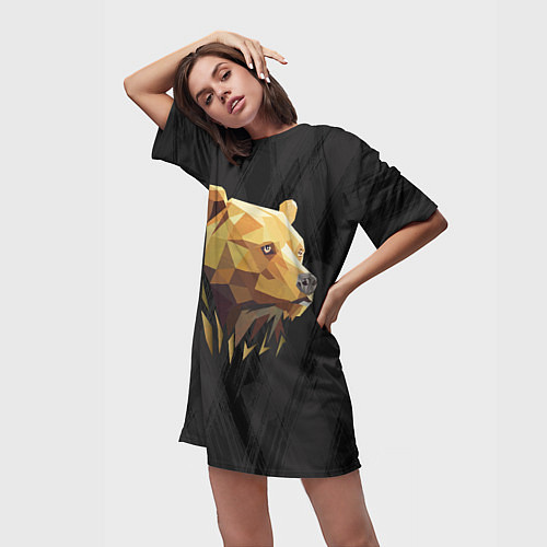 Женская длинная футболка Русский бурый медведь 2024 / 3D-принт – фото 3
