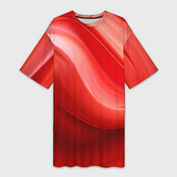 Футболка женская длинная Красная волна, цвет: 3D-принт