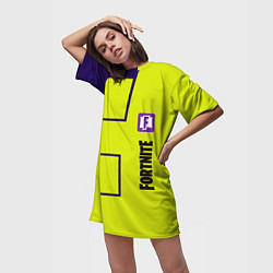 Футболка женская длинная Fortnite logo yellow game, цвет: 3D-принт — фото 2