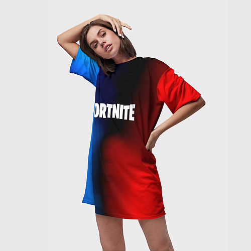 Женская длинная футболка Fortnite game gradient / 3D-принт – фото 3