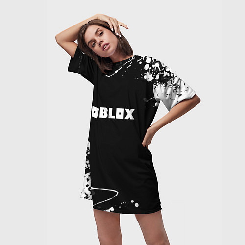 Женская длинная футболка Roblox текстура краски белые / 3D-принт – фото 3