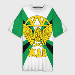Футболка женская длинная ЖДВ России, цвет: 3D-принт